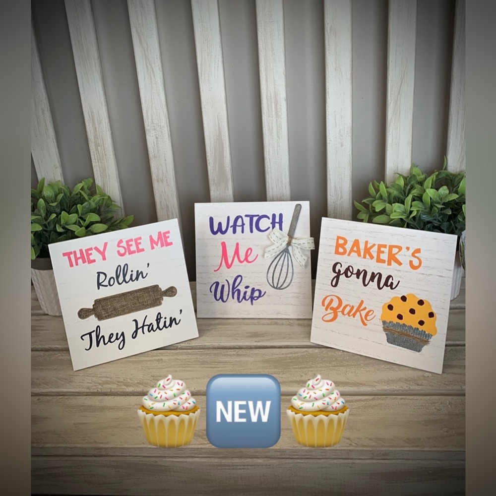 Kitchen 3Pcs~New Art~ For Your Home Kitchen, Bakery or Cafe Cute Text-Design🧁🆕🧁
